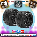 LOUISE RC - MT-ROCKET ON-ROAD T-MAXX SOFT 1/2" OFFSET HEX 17MM BLACK (2pcs) - Monster Truck Tyres & Wheels Pre Glued - L-T3328SB
