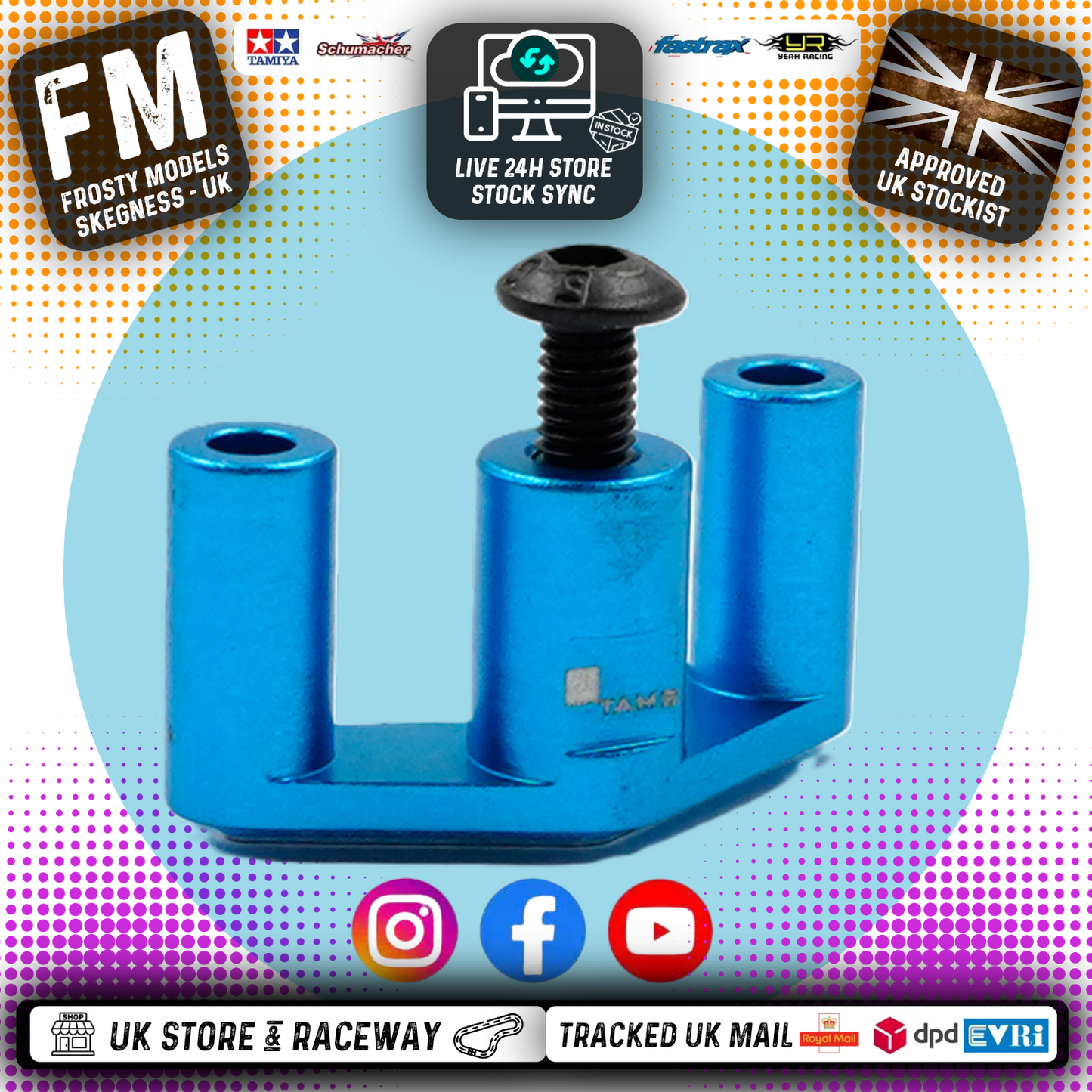 YEAH RACING - Aluminum Steering Post Mount For Tamiya MB01 BT01 - TAMB-003BU