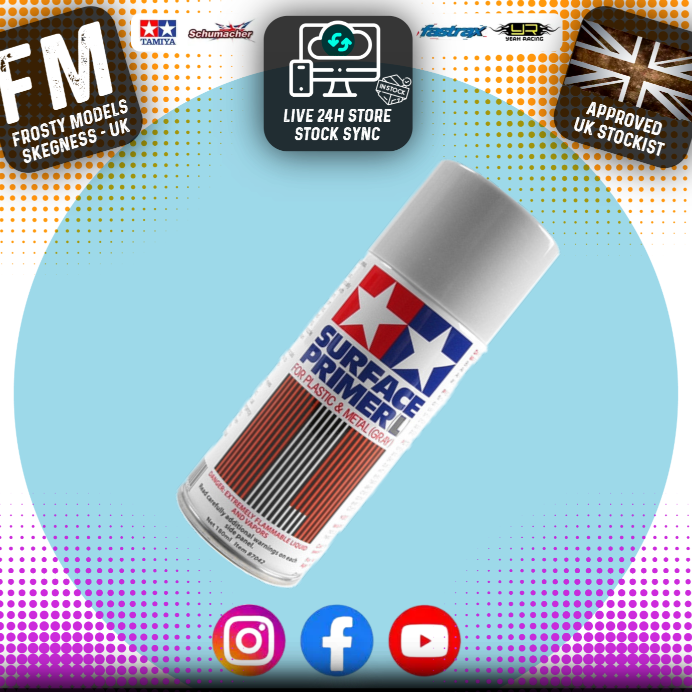 Tamiya - Surface Model ABS / Wood / Metal Spray Primer L Grey - 87042 (180ML)