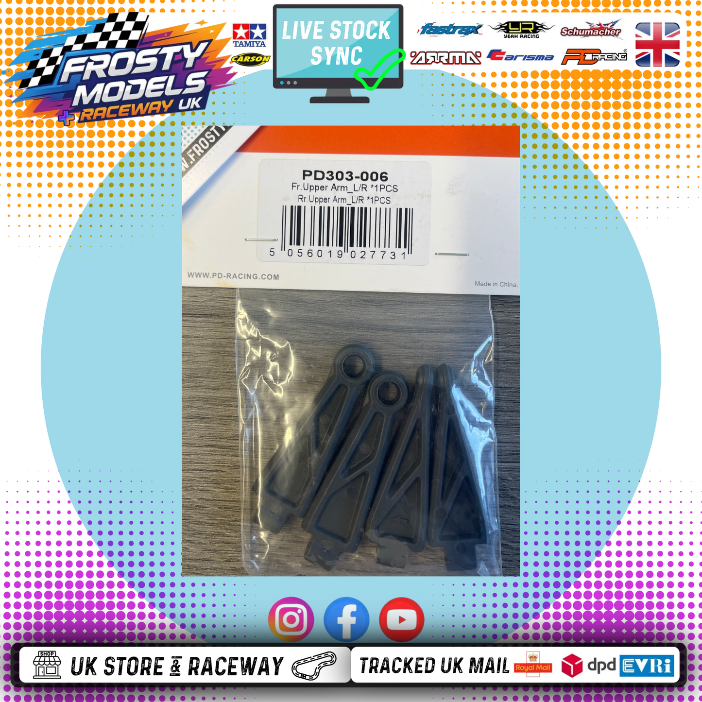 PD Racing TK16 & TR16 Spares - Front and rear upper arm set - PD303-006