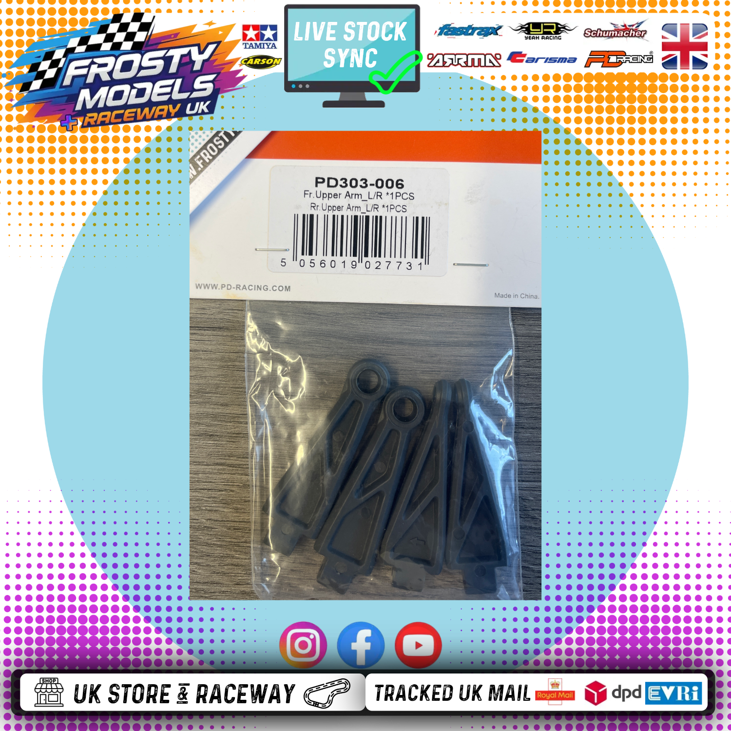 PD Racing TK16 & TR16 Spares - Front and rear upper arm set - PD303-006