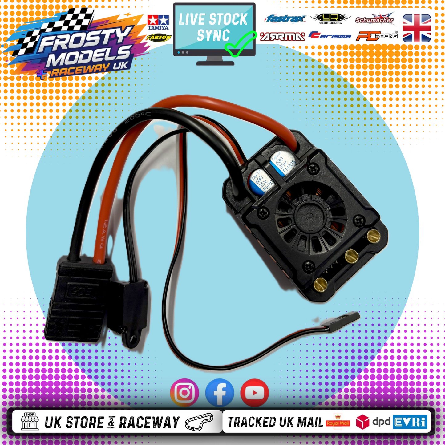 PD RACING SPARES - 1/10TH TK10 & TR10 - 120A (Programable Hobbywing 120A Sensorless Variant) ESC  ( EC5 PLUG ) - 1PCS - PD861-075