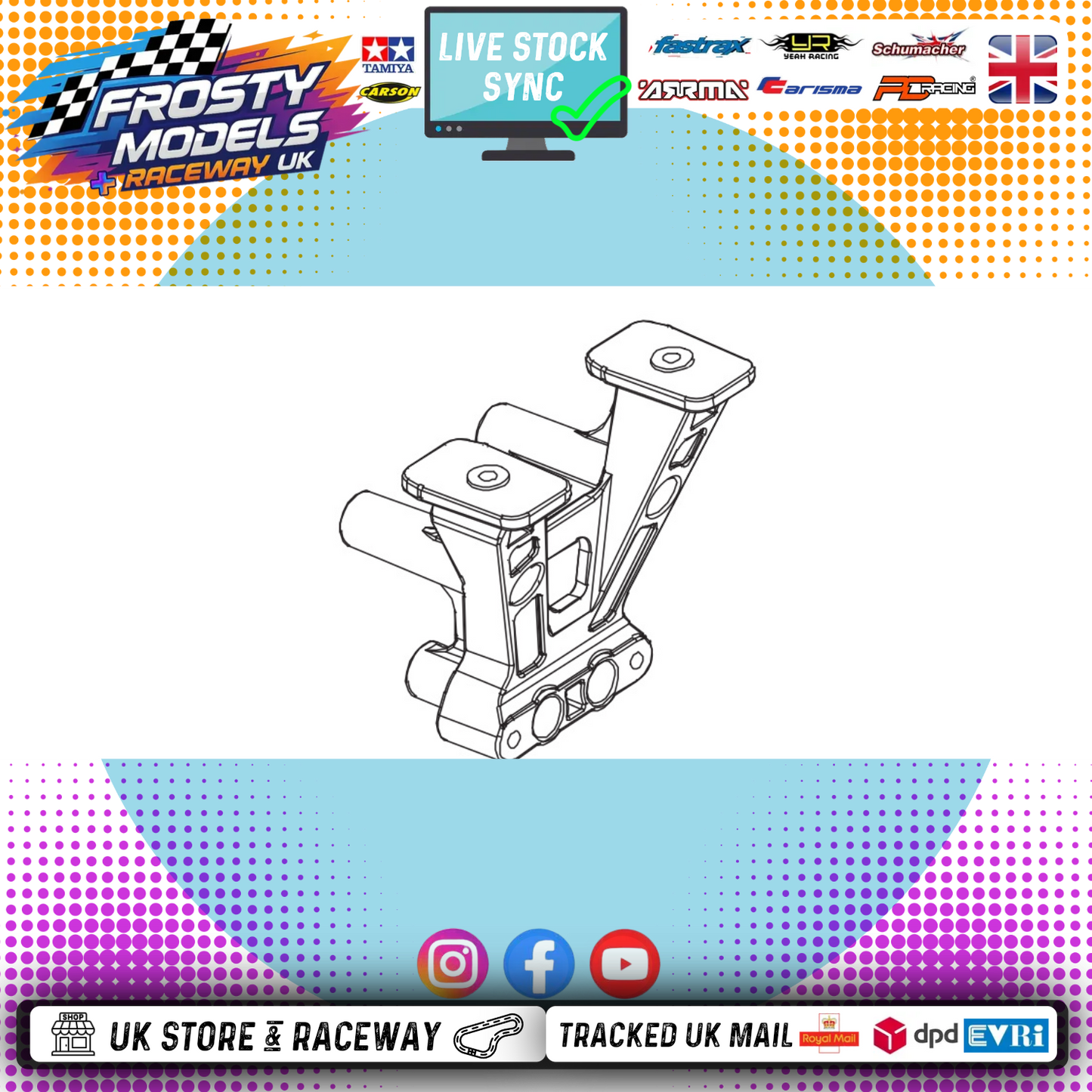 PD RACING SPARES - 1/10TH TK10 & TR10 - Tail bracket    1PCS - PD861-056