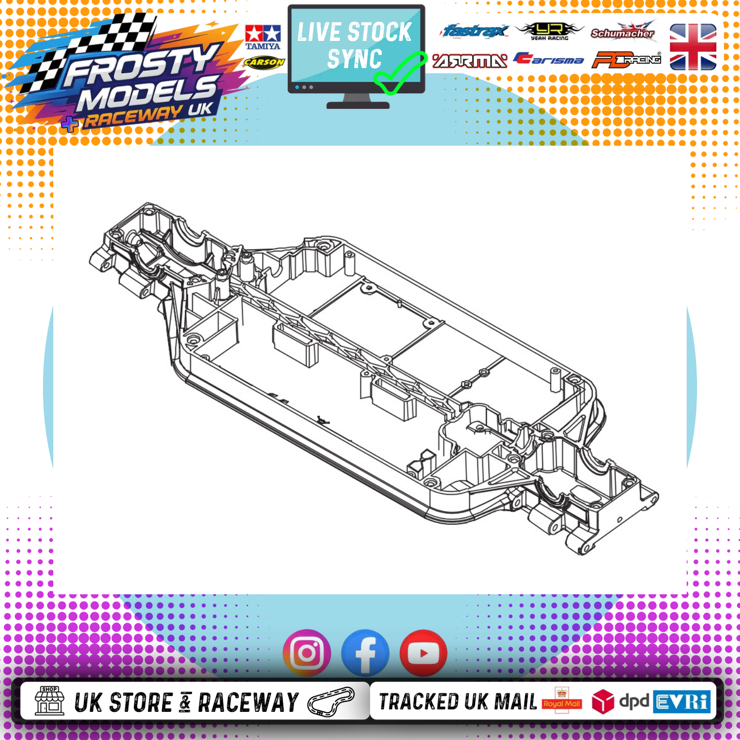 PD RACING SPARES - 1/10TH TK10 & TR10 - Chassis  1PCS - PD861-050