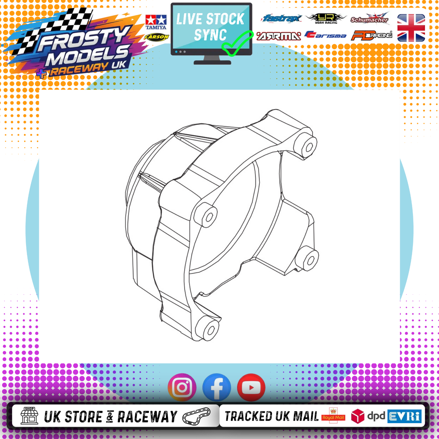 PD RACING SPARES - 1/10TH TK10 & TR10 - Gearbox Centre cover - PD861-029
