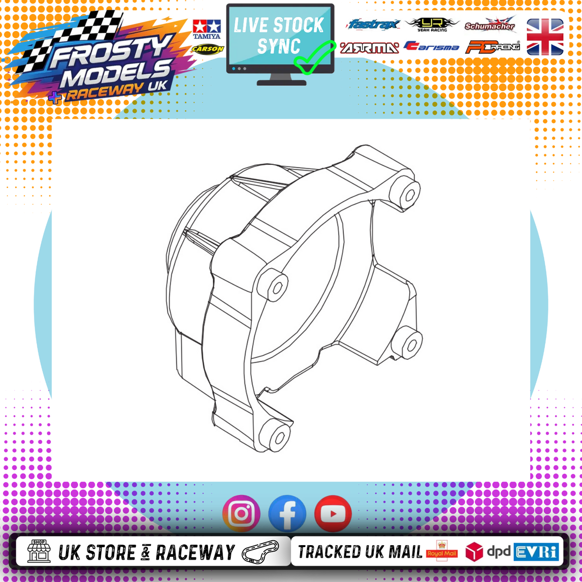 PD RACING SPARES - 1/10TH TK10 & TR10 - Gearbox Centre cover - PD861-029