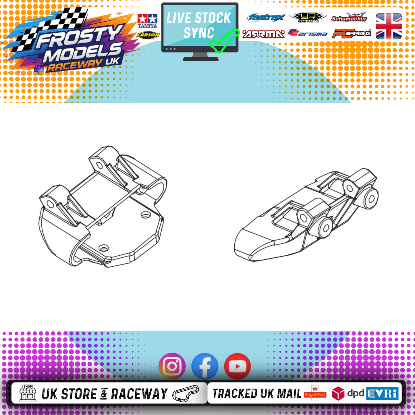 PD RACING SPARES - 1/10TH TK10 & TR10 - Front & Rear Bumper Base 1PCS - PD861-023