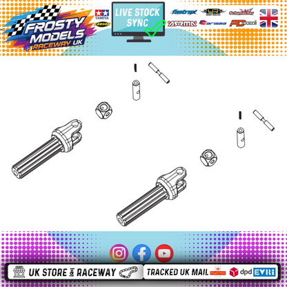 PD RACING SPARES - 1/10TH TK10 & TR10 - Slider Shaft Male Assembly 2PCS - PD861-016