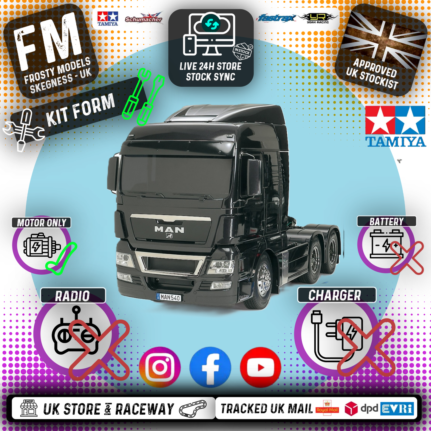 TAMIYA 56325 - RC 1/14 Tractor Truck (Lorry) MAN TGX 26.540 6X4 XLX (3 AXLE) (INC'S MOTOR ONLY)