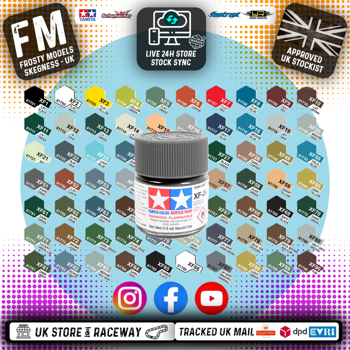 TAMIYA - 10ML XF Paint Acrylic - XF1 to XF90 - Multi Listing