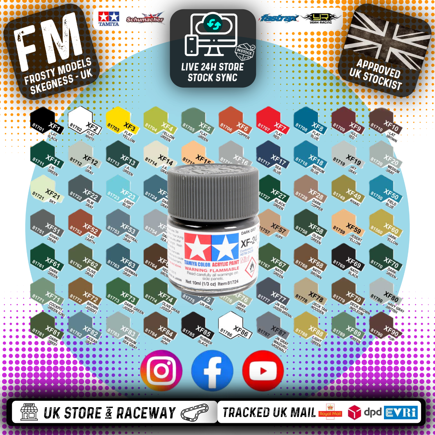 TAMIYA - 10ML XF Paint Acrylic - XF1 to XF90 - Multi Listing