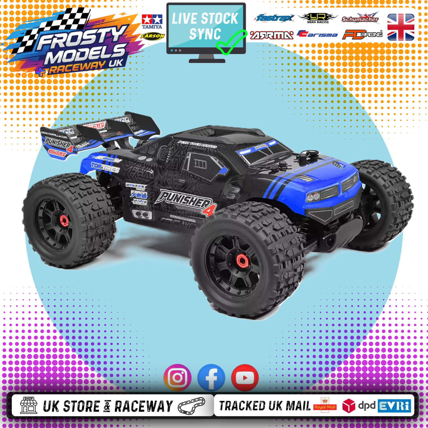 CORALLY - PUNISHER 4 BRUSHLESS 4S BASHER TRUCK RTR - BLUE - C-00292-B