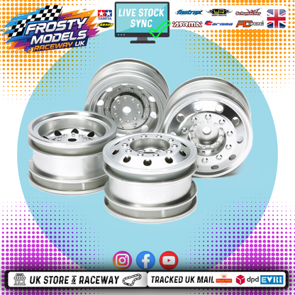 TAMIYA 51588 - TT01E RC 1/14 EURO TRUCK WHEELS F&R (SILVER) (2Pcs Each)