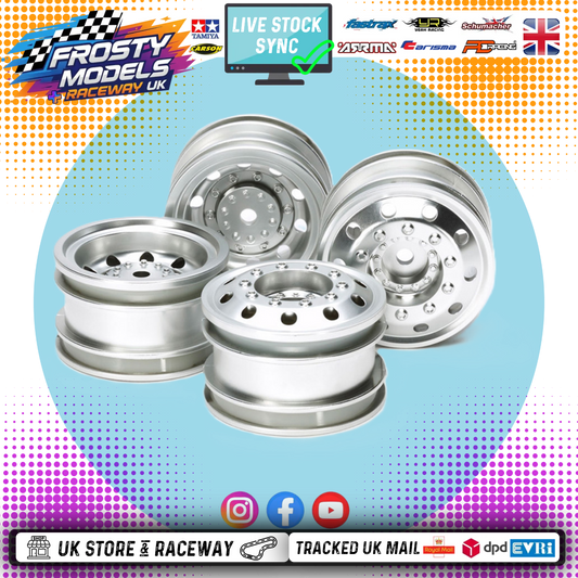 TAMIYA 51588 - TT01E RC 1/14 EURO TRUCK WHEELS F&R (SILVER) (2Pcs Each)