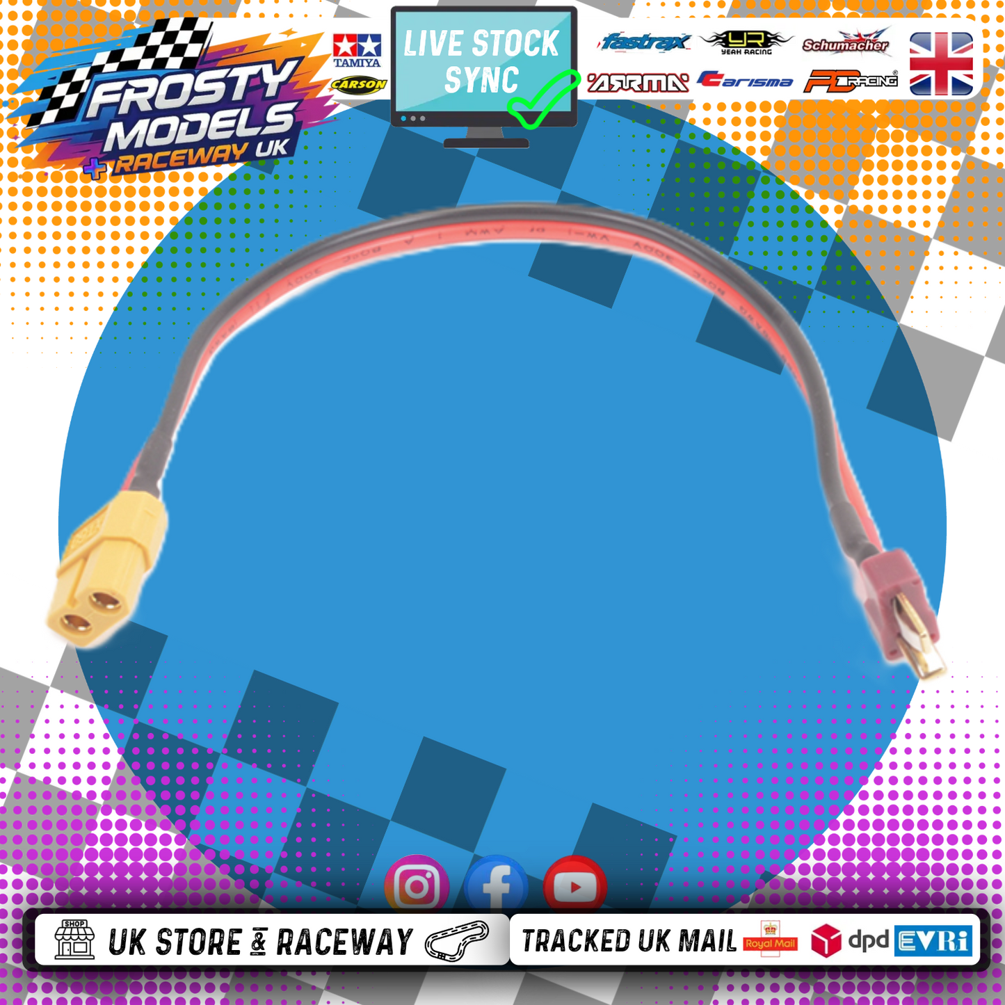 SKY RC - BATTERY CHARGER CHARGE LEAD Female XT60 to Male T-PLUG/DEANS - SK-600023-15