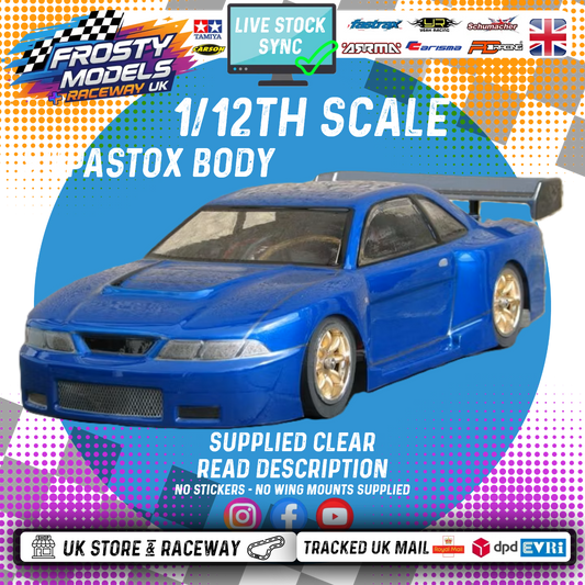 GT12 Supastox Body - Nissan Skyline- Clear Lexan - Fits 1/12 Car 205mm Wheelbase / 160mm Wide