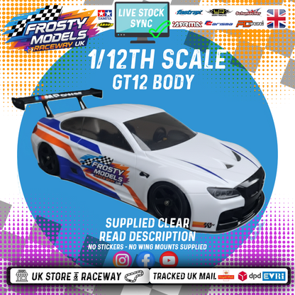 GT12 BMW M6 1/12 SCALE (CLEAR LEXAN) (Fits Atom) Body Shell (201mm wheelbase / 164mm wide)