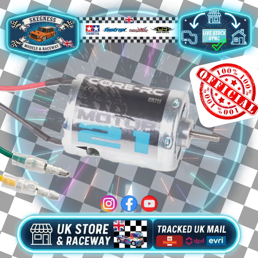 CORE RC - 21 TURN 540 SIZE (FANNED) SILVER TIN 21T CAN BRUSHED MOTOR - CR711 (Frosty Raceway Stock Class Approved)