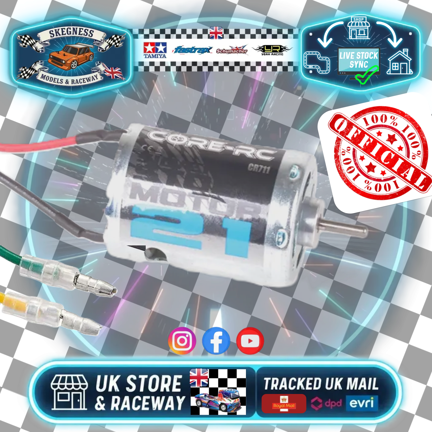CORE RC - 21 TURN 540 SIZE (FANNED) SILVER TIN 21T CAN BRUSHED MOTOR - CR711 (Frosty Raceway Stock Class Approved)