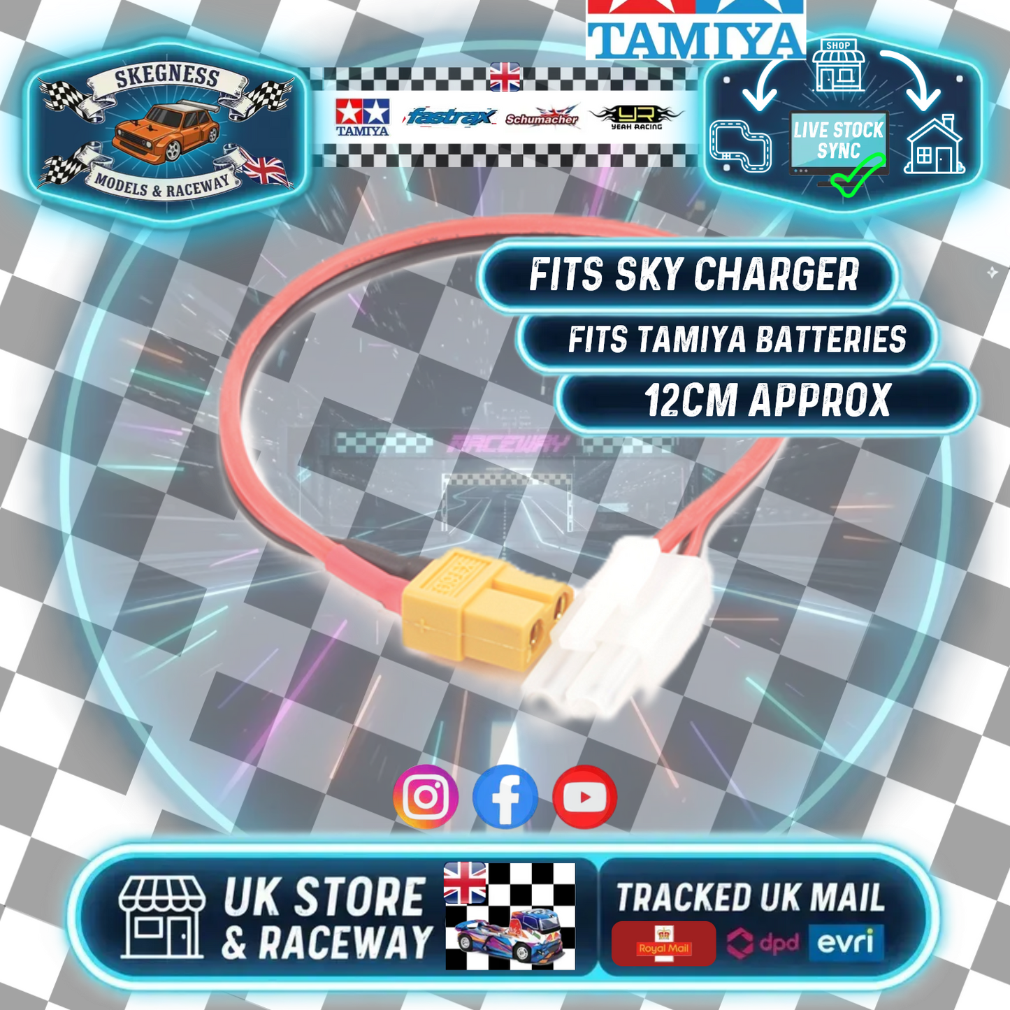 Sky RC - Charging Cable XT60 Female to Male Battery / Tamiya - SK-600023-12