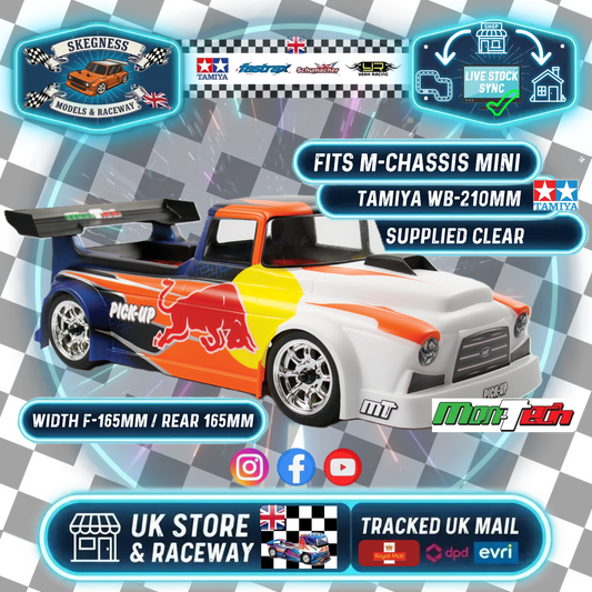 MONTECH - PICKUP TRUCK 1/10 (M-Chassis) BODY SHELL - NOT PAINTED (210mm Wheelbase) - MT020006 (redbull stickers not included) Fits Tamiya Mini
