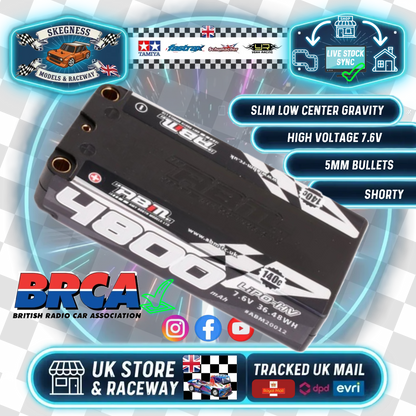 ABM - 4800mAh LCG SLIM Shorty 7.6v Lipo LiHV 140c (5mm Bullets) (L96.4xW46.5xH20mm) - ABM20012