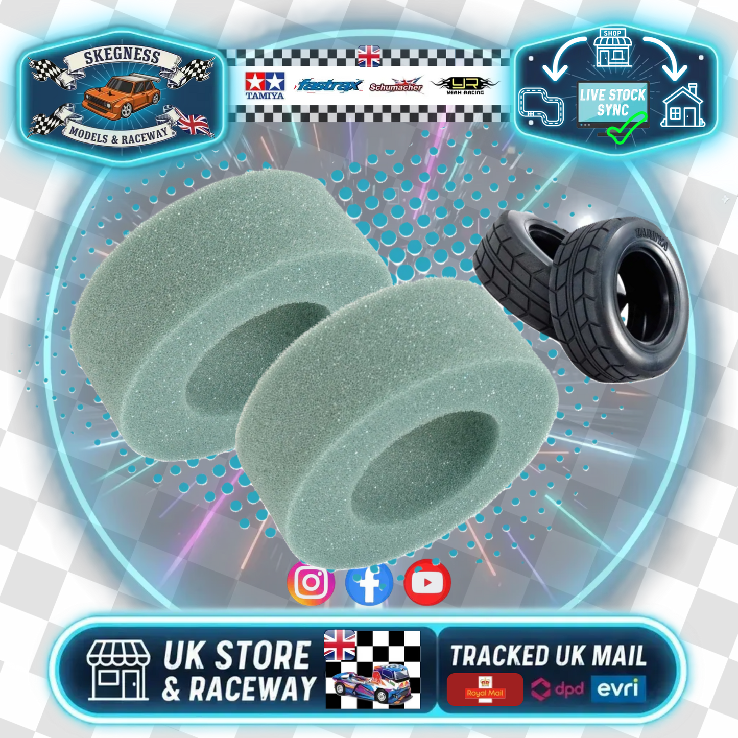 U6746 - TT01E EURO TRUCK (or Buggy) FOAM TIRE/TYRE INSERTS (TUBBY MEDIUM) 2pcs (USE REAR on Euro Trucks))