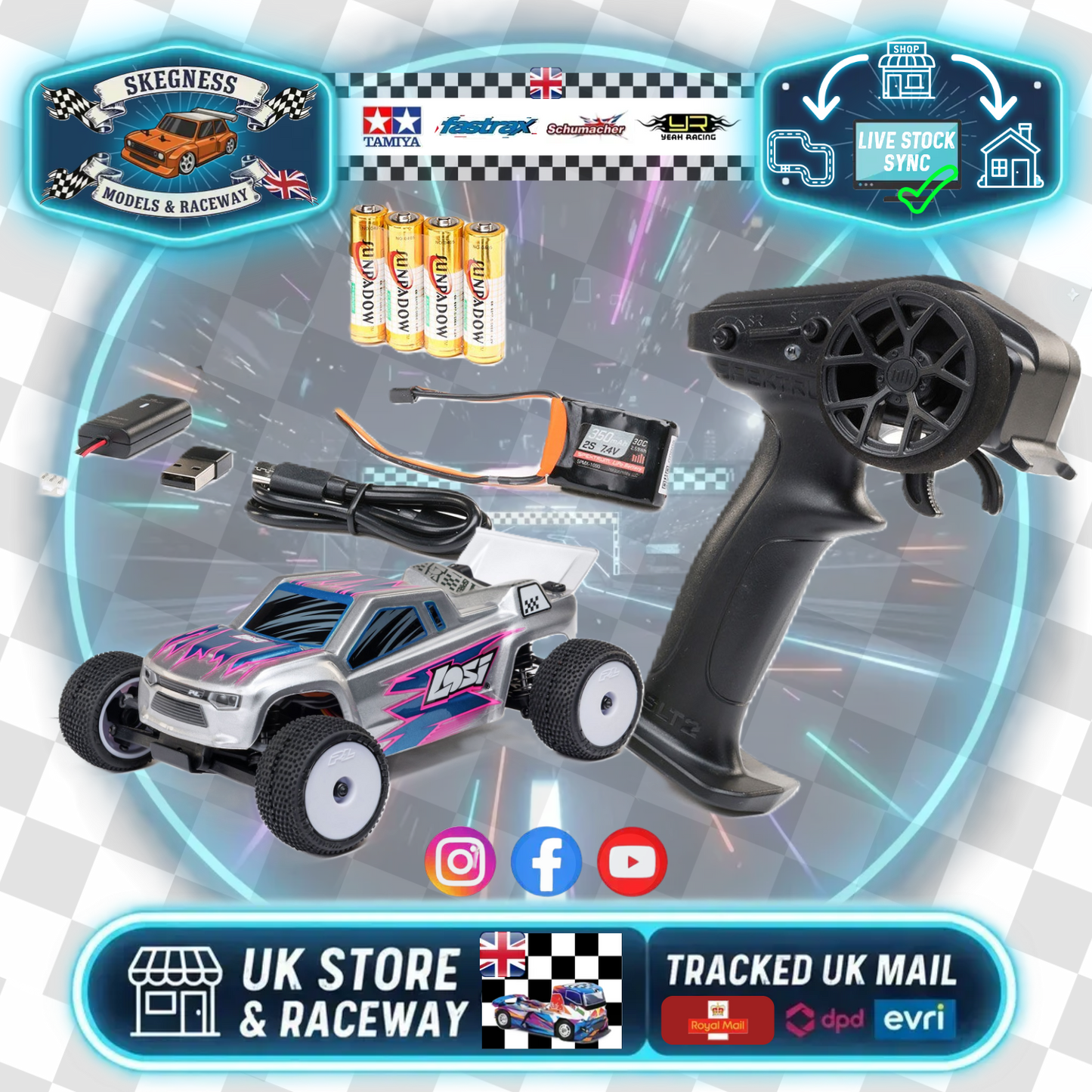 Losi - 1/28 Micro-T 2WD Stadium Truck RTR Silver (1/24th Class) - (Radio, Battery & Charger Included) C-LOS-1392T2