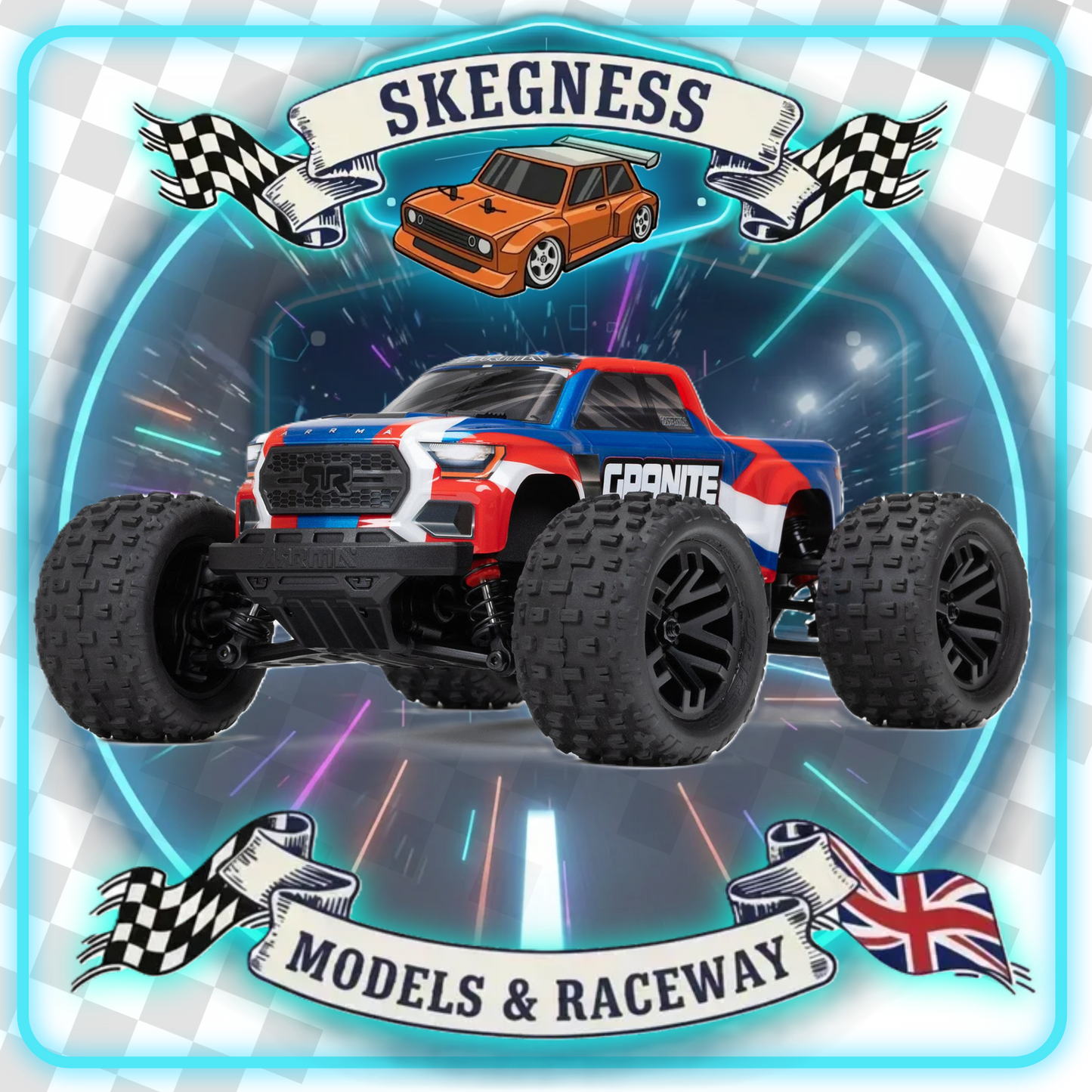 ARRMA - 1/18 GRANITE GROM MEGA Brushed 4X4 MT RTR with Battery & Charger (Blue) C-ARA2102T1