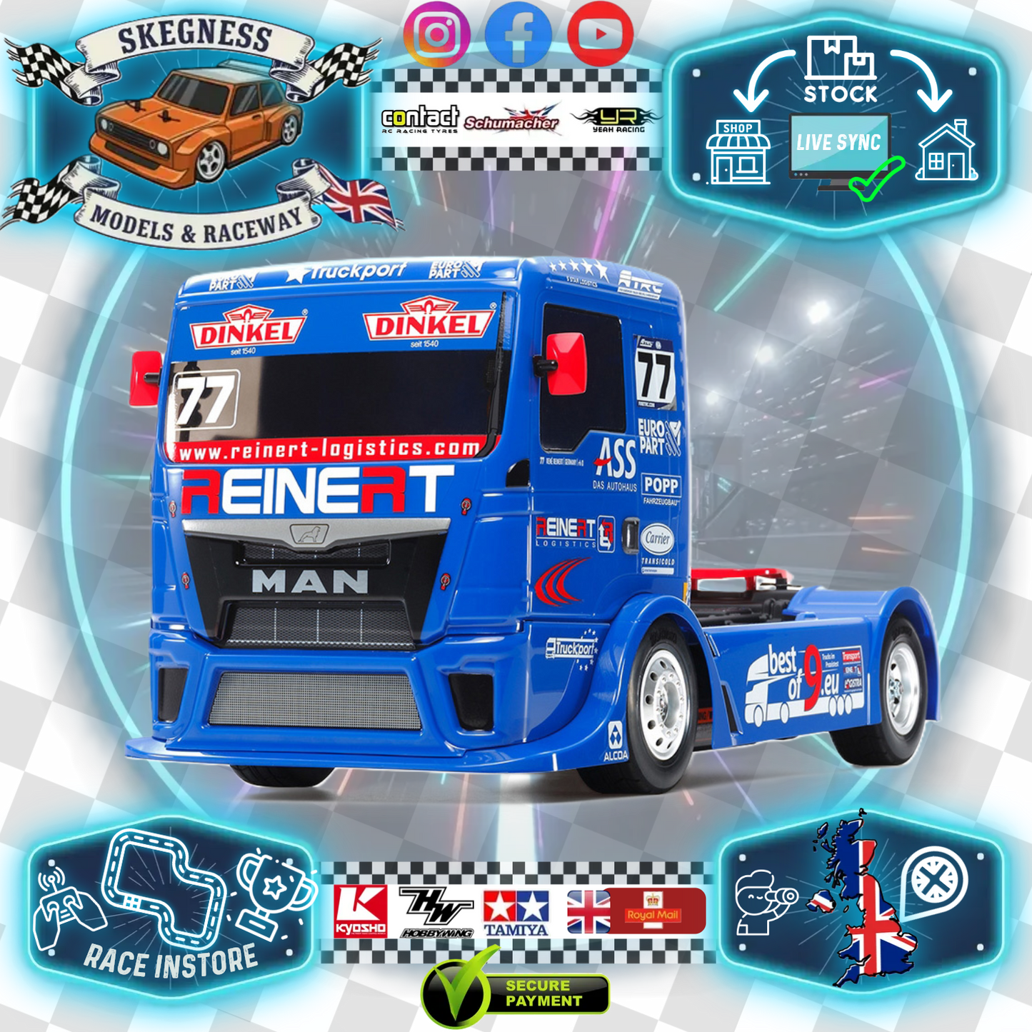 TAMIYA 58642 - REINERT RACING MAN TGS - RC Euro Truck KIT 4WD 1/10 TT01E (WITH ESC & MOTOR)