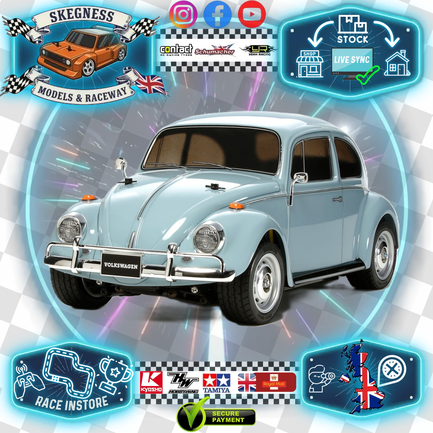 TAMIYA - VW VOLKSWAGEN BEETLE RC CAR KIT - 1/10 (M06) 58572  (INC's MOTOR ONLY - NO ESC supplied from Factory)