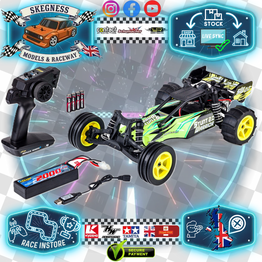 CARSON - 1/10 Stunt Warrior 2.0 2WD RC BUGGY 100% READY TO RUN (2.4G, LILON & CHARGER INC & WHEELIE BAR!) C404206