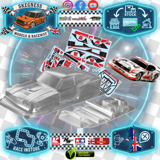 1/10 190mm Wide RC Touring Car Body Shell - Clear Lexan - Ford Capri Bodyshell Zakspeed Race Livery (258mm Wheelbase / 190mm Wide) - everything in photo included)