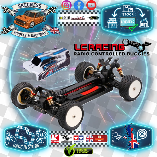 LC Racing – LC-PTG1-HBU – 1/10 scale 4wd entry level buggy – assembled rolling chassis (Blue version) (Alloy Chassis, Carbon Fibre Towers, Shaft Driven Fully Adjustable Race Car) - Rolling Chassis Only - Needs all electrics to complete
