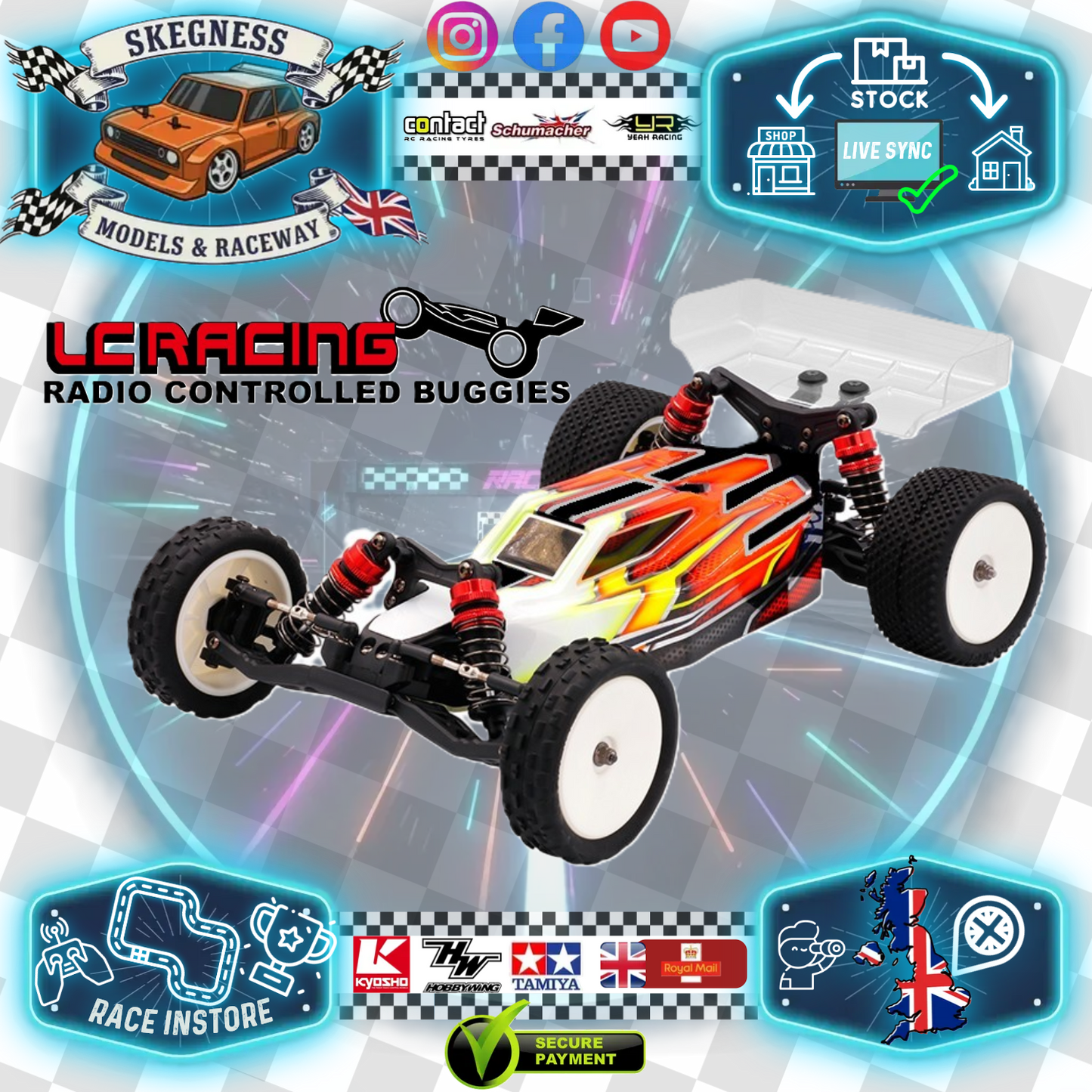 LC Racing – BHC-1 – (Black) 1/14 scale 2wd entry level buggy – Assembled Rolling Chassis - Needs all electrics