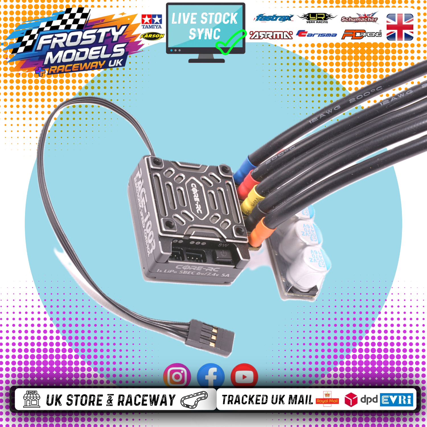 CORE RC - PACE 100R Brushless ESC - 1S Lipo Compatible (LMP12, GT12, F1 Stock) - CR885 (Sensor lead not included)