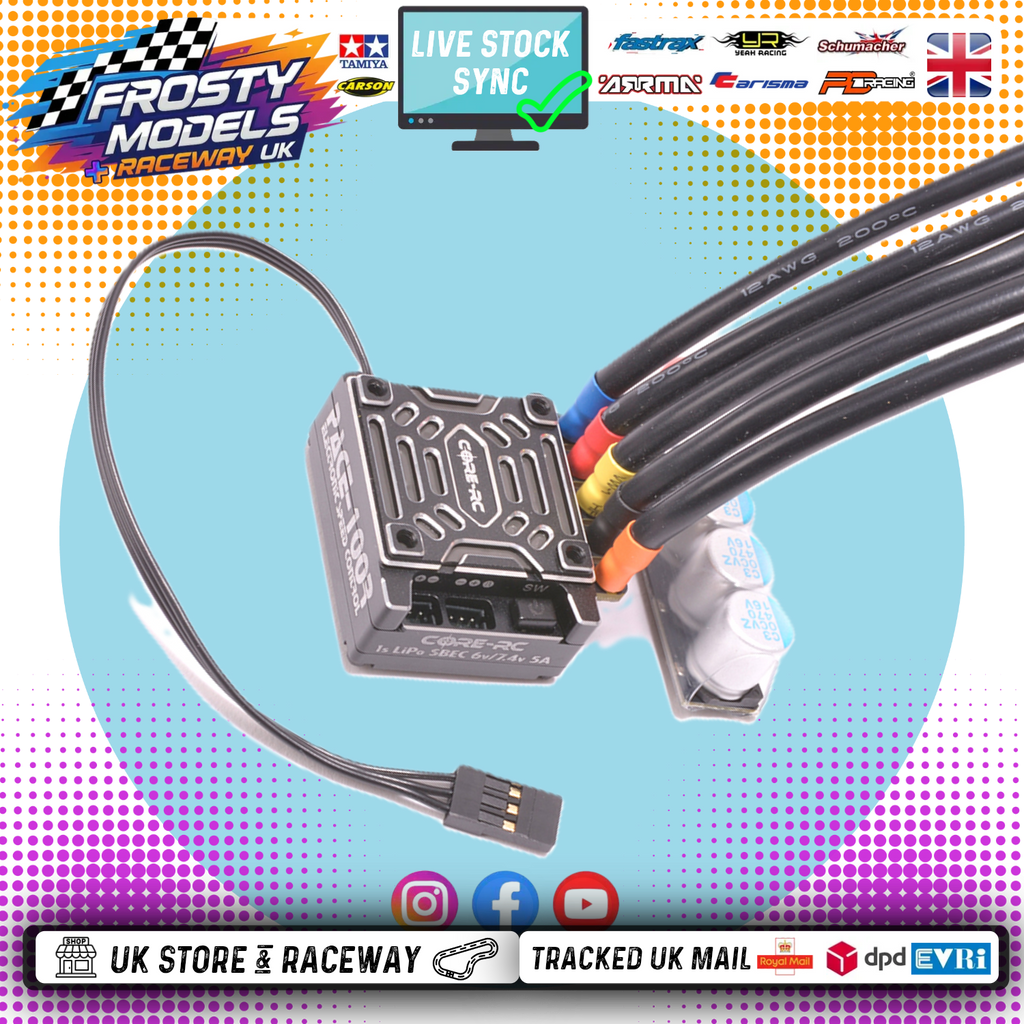CORE RC - PACE 100R Brushless ESC - 1S Lipo Compatible (LMP12, GT12, F1 Stock) - CR885 (Sensor lead not included)