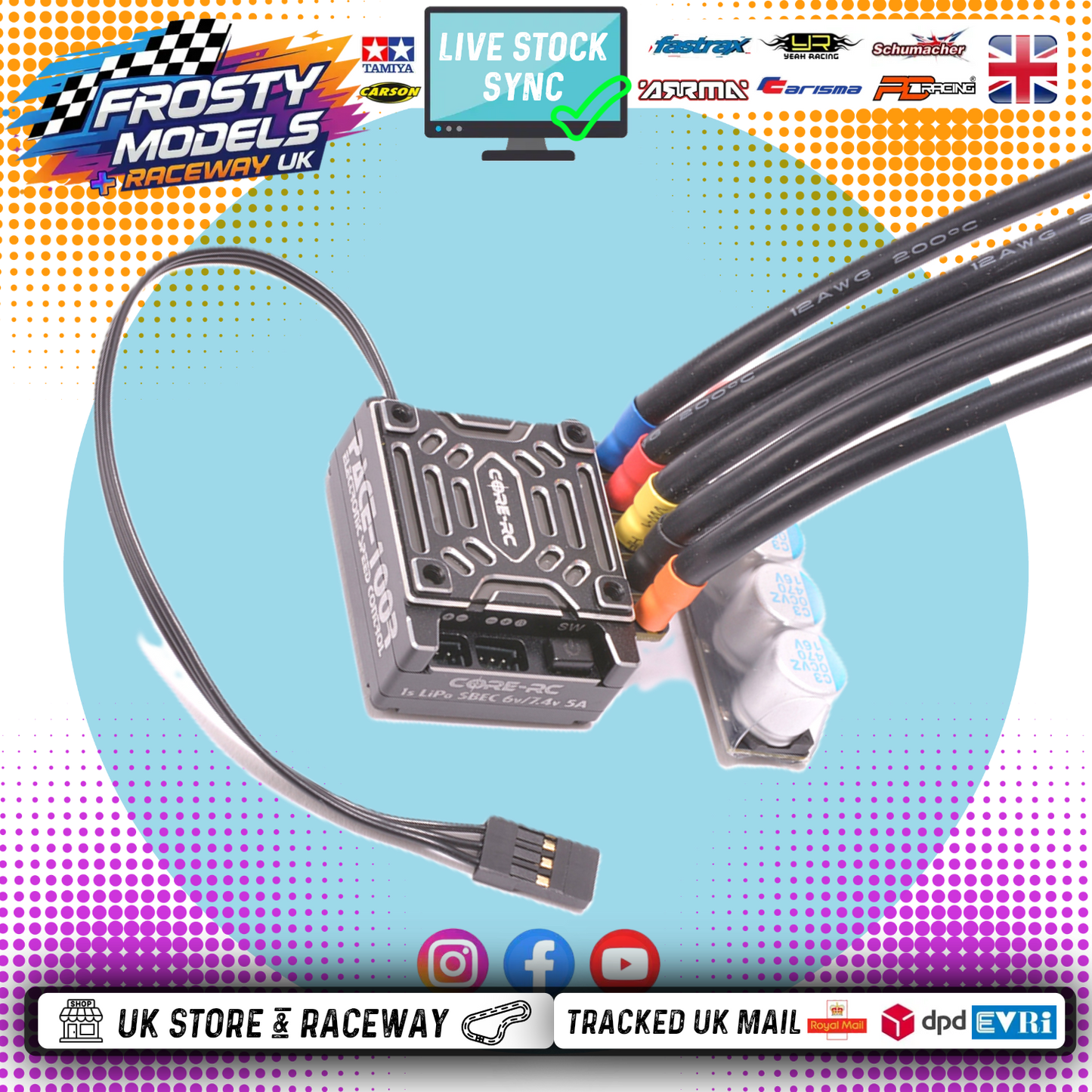 CORE RC - PACE 100R Brushless ESC - 1S Lipo Compatible (LMP12, GT12, F1 Stock) - CR885 (Sensor lead not included)
