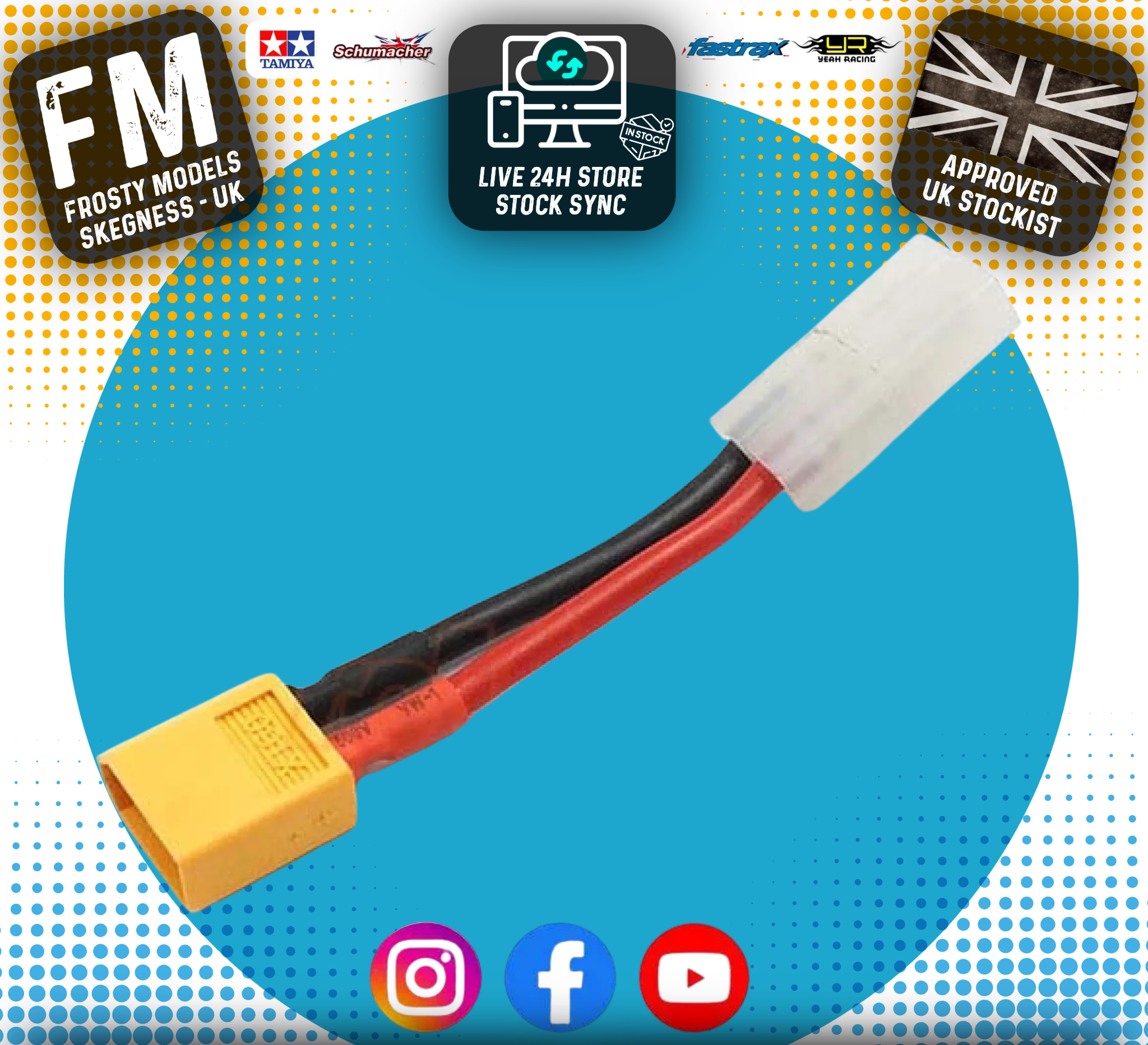 Yeah Racing - XT60 Male To Tamiya Female Connector Adapter - WPT-0135