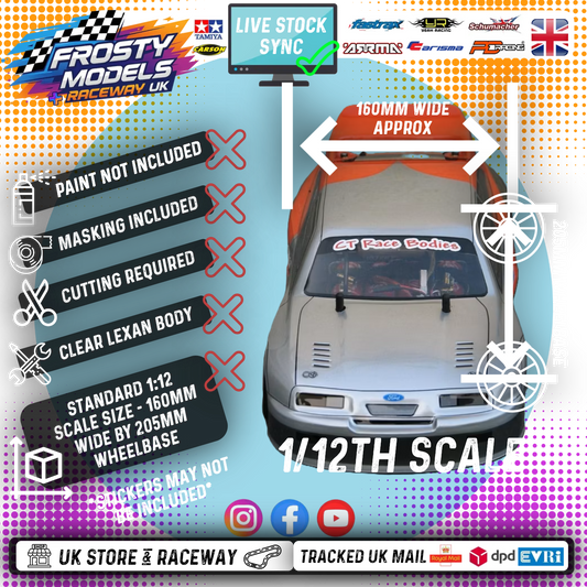 GT12 Supastox Body - Mercedes C Class DTM - Clear Lexan - Fits 1/12 Car 205mm Wheelbase / 160mm Wide