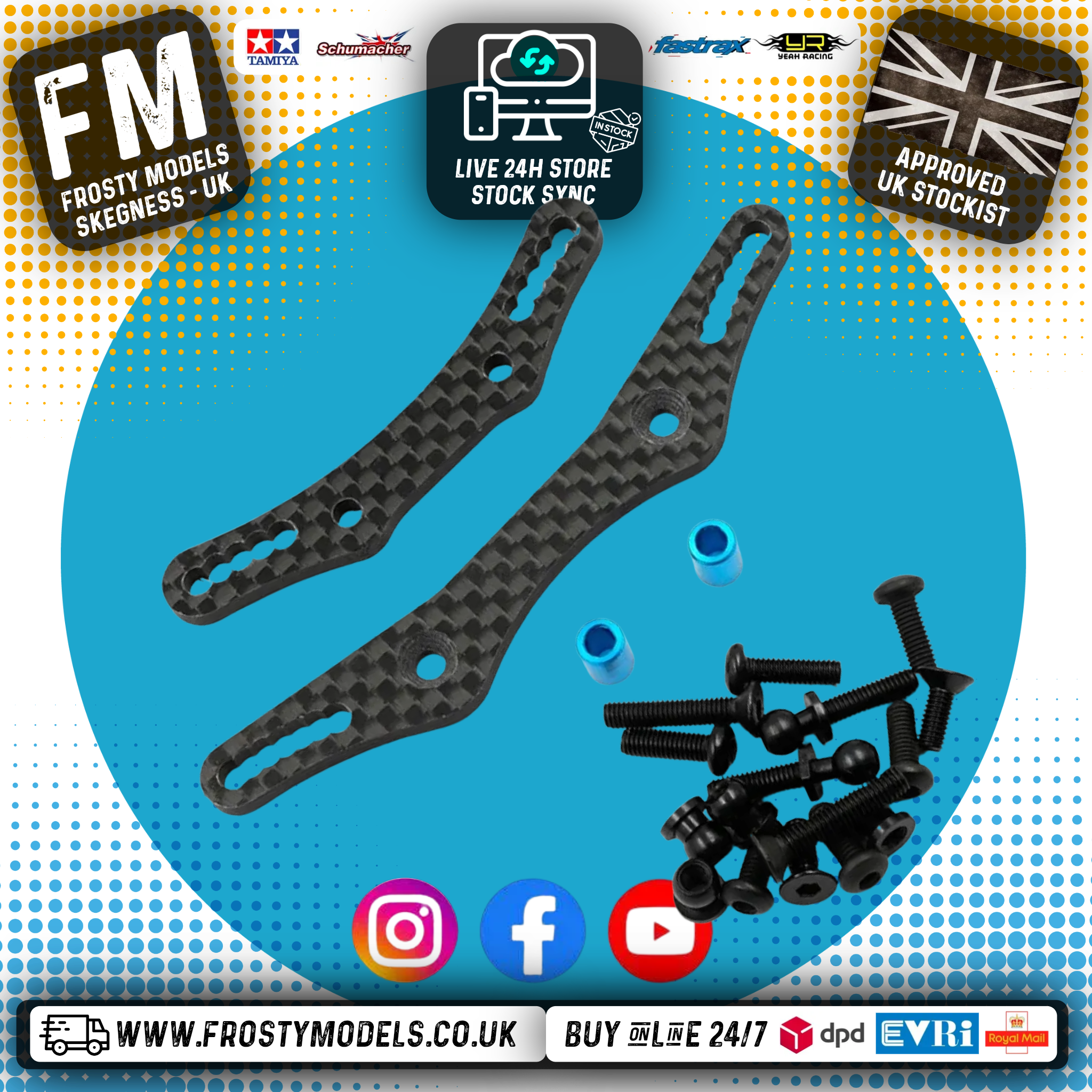 YEAH RACING - Carbon Damper Stay Set For Tamiya M05 & Fixing - TAMC-062