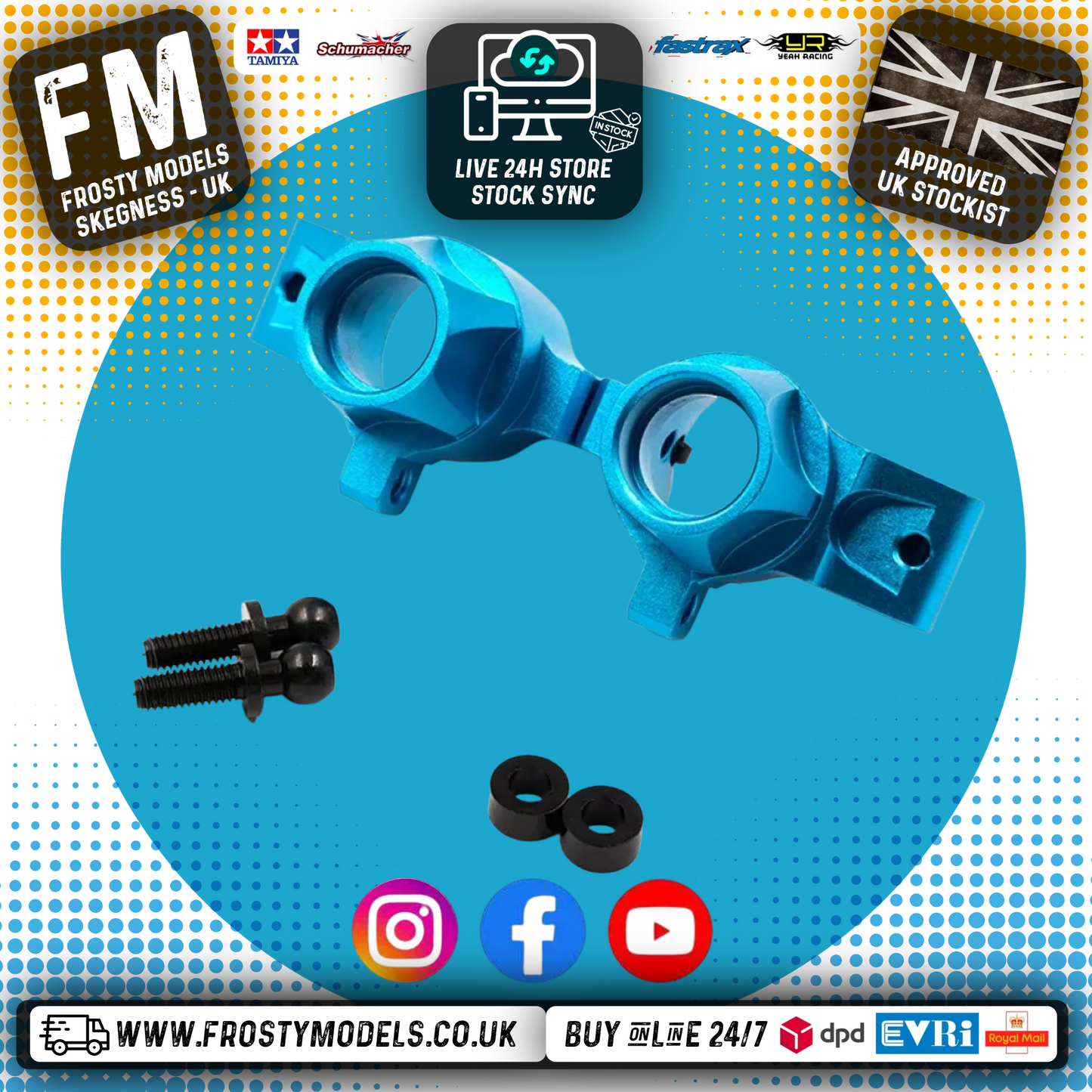 Yeah Racing - Aluminum Rear Hub for TATT-S03 (Tamiya TT02 RWD) Blue - TATT-012BU