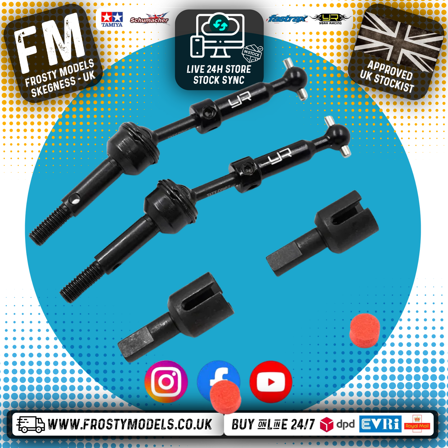 Yeah Racing - G45 Steel Adjustable Drive Shaft for TATT-S03 (Tamiya TT02 RWD - SPT2-D) - TATT-018