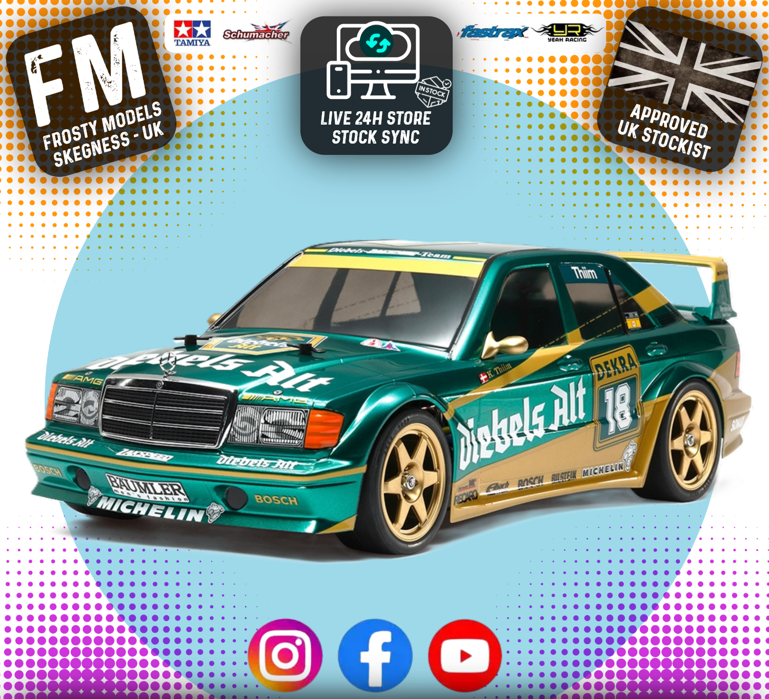 TAMIYA - Mercedes 190 E Zakspeed RC Body Shell Set - 1/10 190mm Clear Lexan Official
