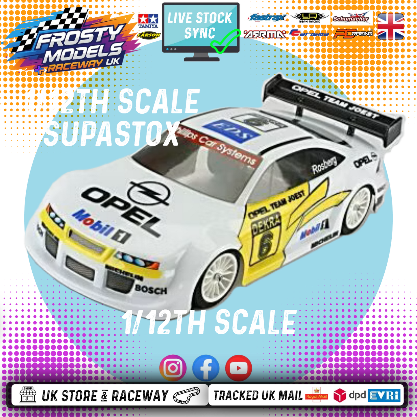 GT12 Supastox Body - Opel Calibra - Clear Lexan - Fits 1/12 Car 205mm Wheelbase / 160mm Wide