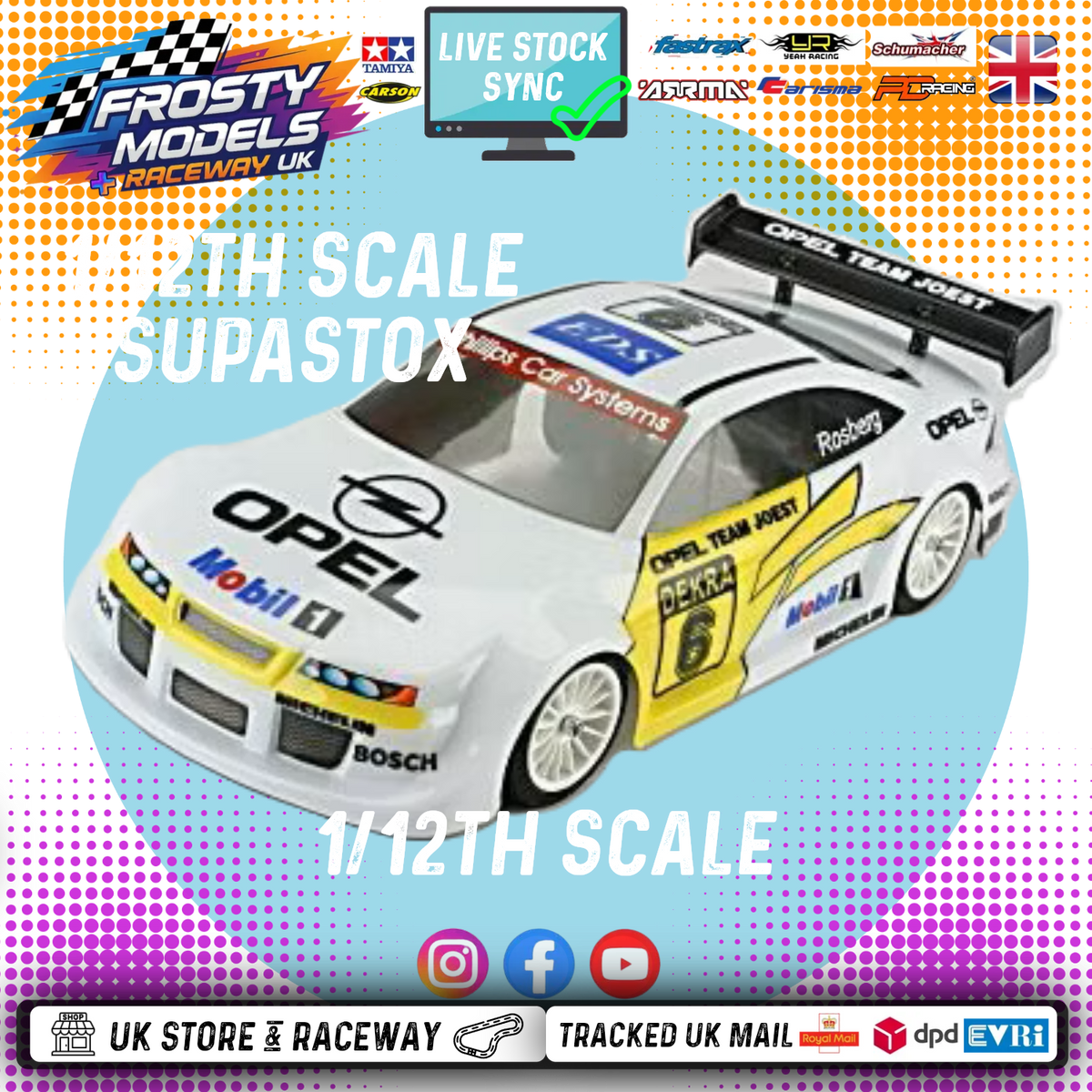 GT12 Supastox Body - Opel Calibra - Clear Lexan - Fits 1/12 Car 205mm Wheelbase / 160mm Wide
