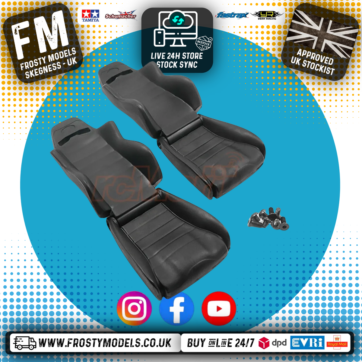 Yeah Racing - Hard Recline Plastic Seats 2pcs For 1/10 Crawler Black / 1/14 Tractor Truck - YA-0540