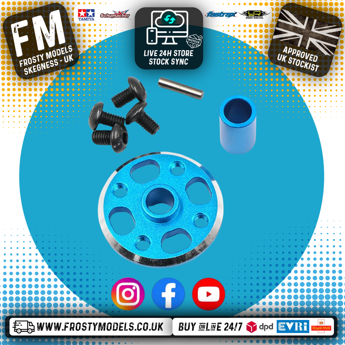 Yeah Racing - Aluminium Spur Gear Adaptor Set (for Tamiya TT02) Blue - TATT-026BU