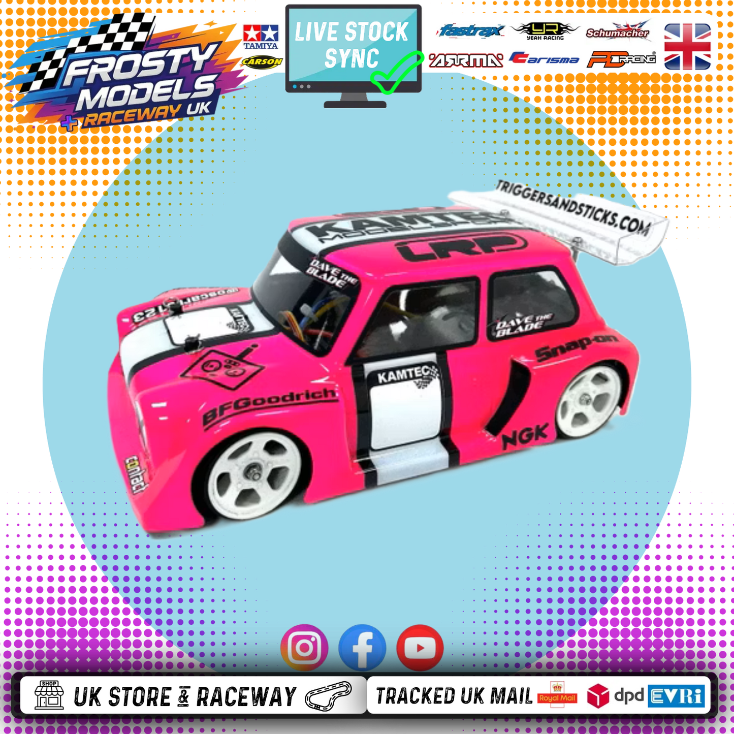 KAMTEC GT12 MINI 757 MONSTER Body (fits Mini Racer/Mini Assassin/Batt Cave JOK3R/ (1MM CLEAR LEXAN)
