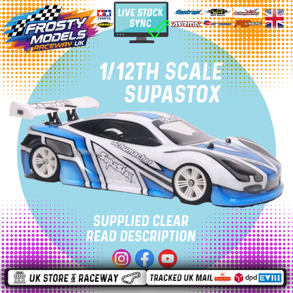 GT12 Supastox Body - Ascari KZ-1R - Clear Lexan - Fits 1/12 Car 205mm Wheelbase / 160mm Wide